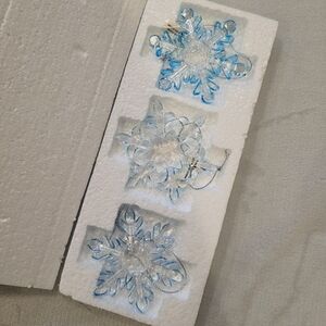 Avon Sparkling Glass Blue Snowflake Ornaments - 4 Boxes/set Of 3 Per Box